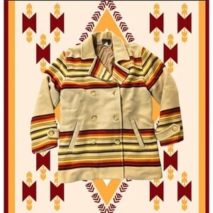 Pendleton Striped Wool Coat 30s Archive Inspired Toboggan Native Jacket Small